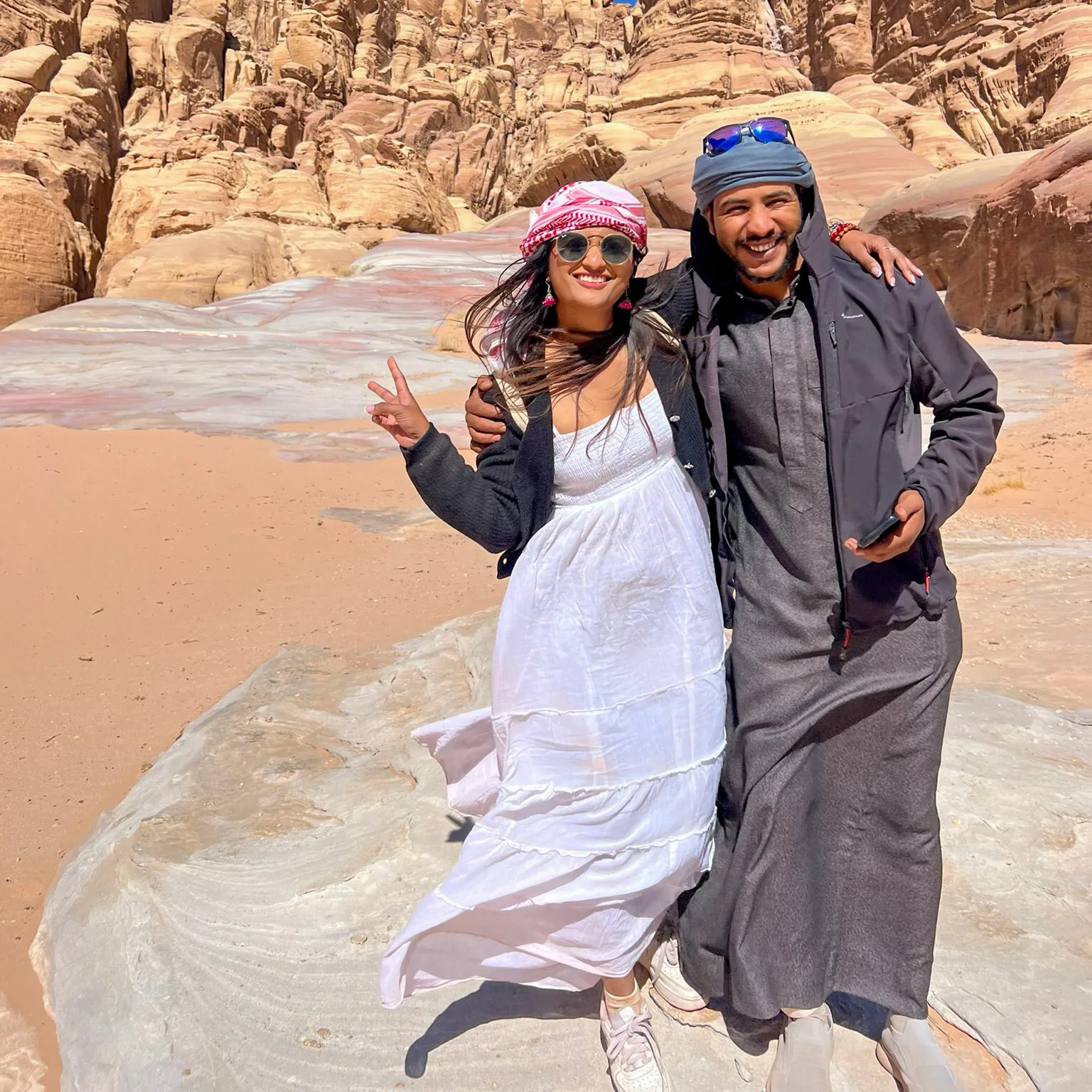 Couple in the Wadi Rum desert