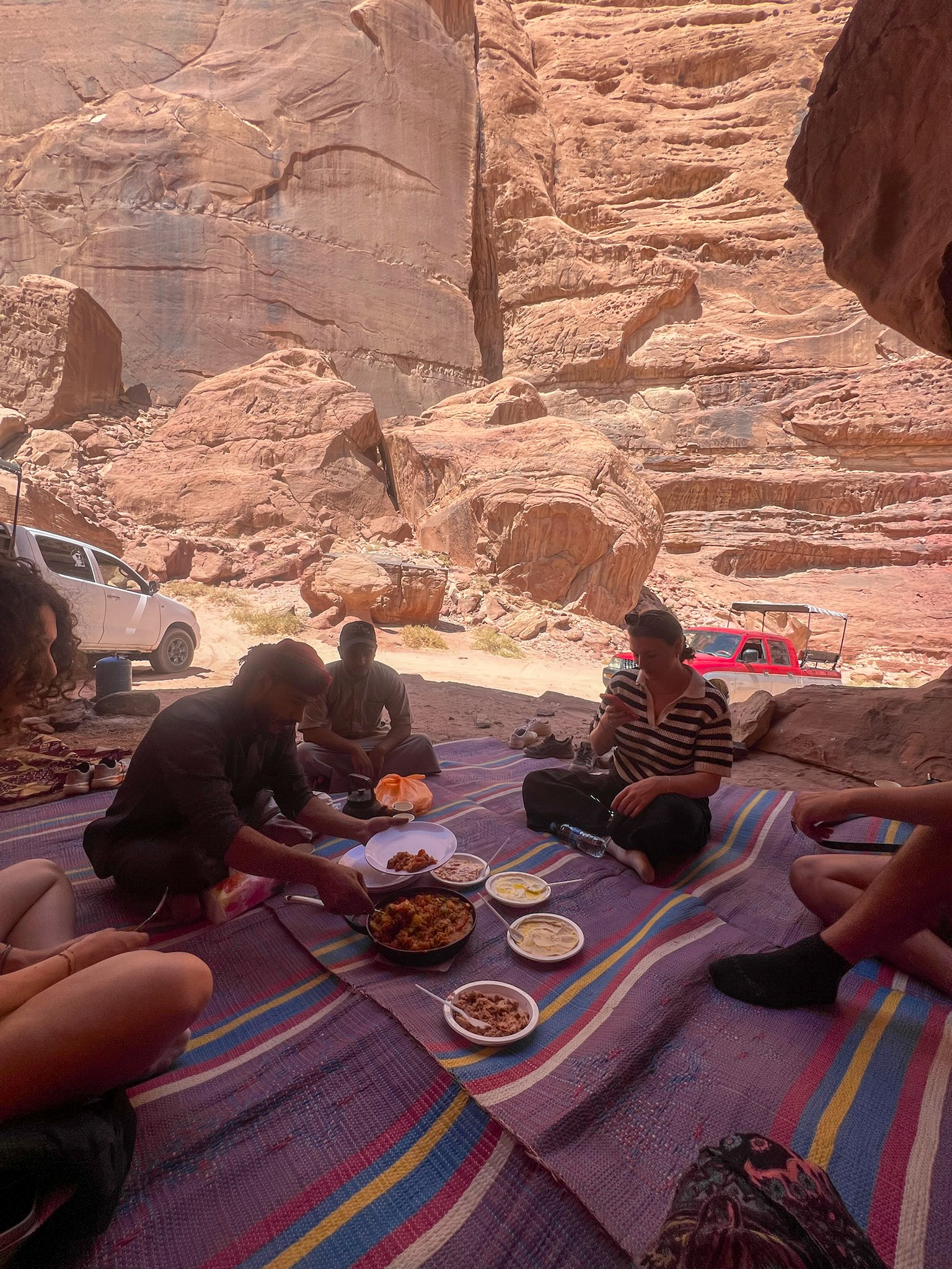 Traditional Bedouin lunch in a canyon in Wadi Rum