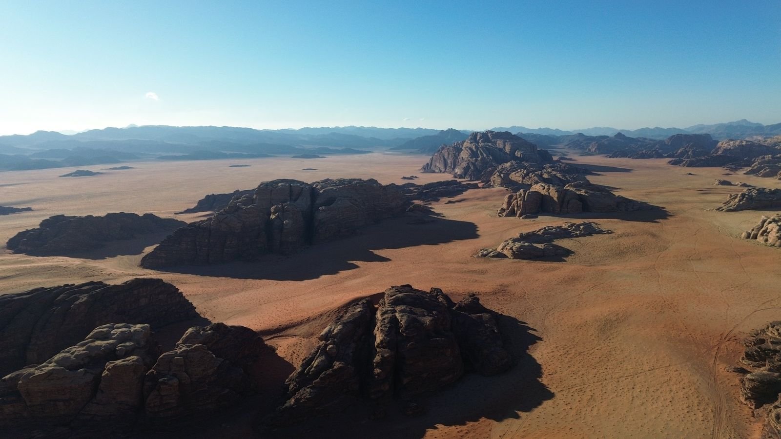Vue aérienne du désert de Wadi Rum