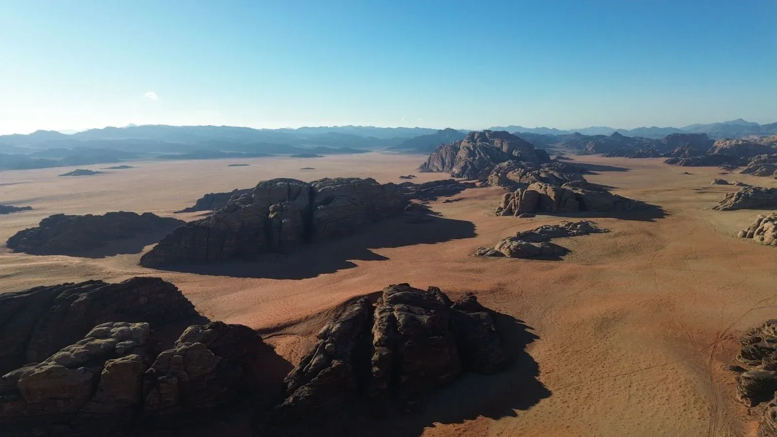 Vue aérienne du désert de Wadi Rum